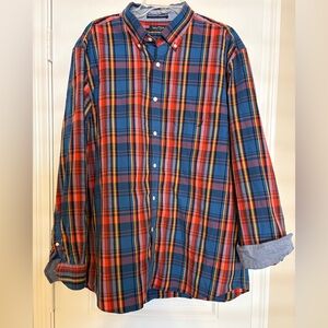 LIKE NEW Nautica 100% Cotton Classic Fit Colorful Plaid Men's Button Down l XL